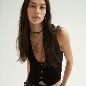 Freepeople black velvet vest never worn